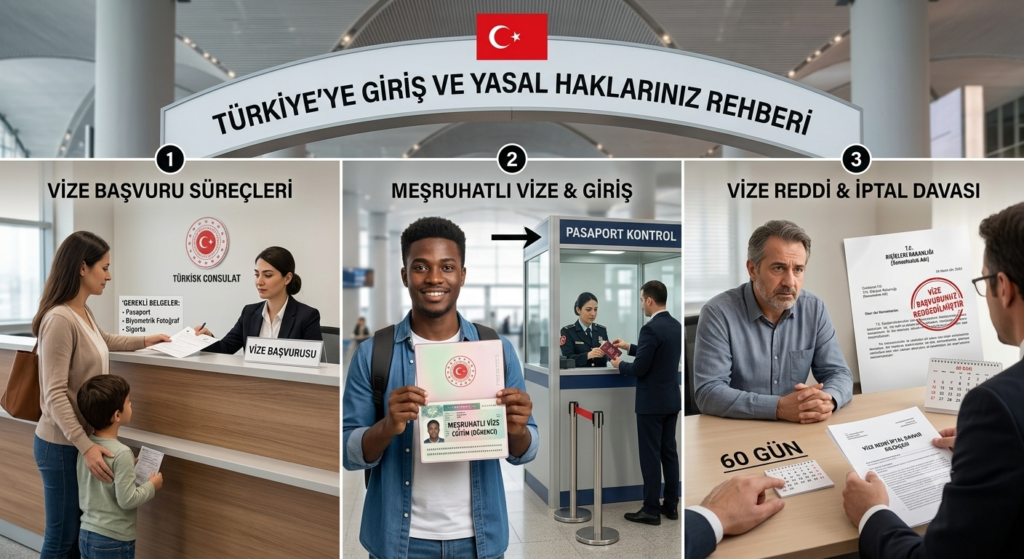 Türkiye’ye giriş, vize başvuru süreçleri, meşruhatlı vize, vize reddi iptal davası ve yasal haklarınız