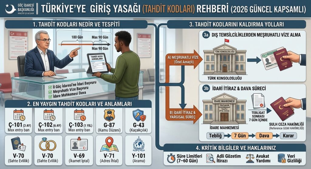 Türkiye’ye Giriş Yasağı (Tahdit) Kodları Nedir? Nasıl Kaldırılır? (2026 Güncel Kapsamlı Rehber)- İzmir Göç Avukatı Mehmet Şirin KORKMAZ